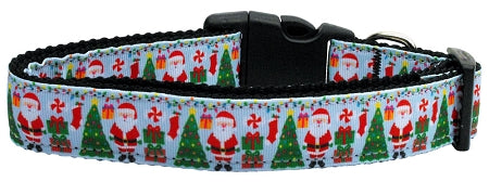 Aqua Santa Nylon Dog Collar Sm