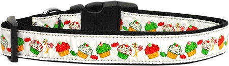 Christmas Cupcakes Nylon Dog Collar Medium Narrow