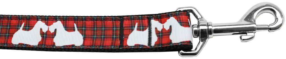 Red Plaid Scottie Pups Nylon Dog Leash 5-8 Inch Wide 4ft Long