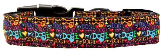 I Love My Dog Nylon Dog Collar Medium Narrow