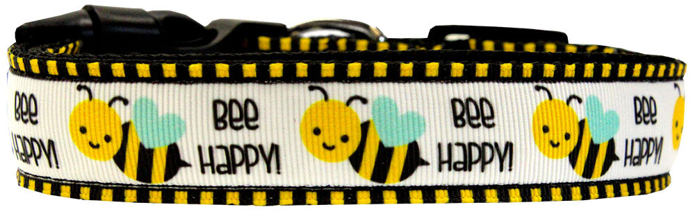 Bee Happy Nylon Dog Collar Large