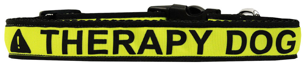 Therapy Dog Caution Tape Nylon Dog Collar Medium