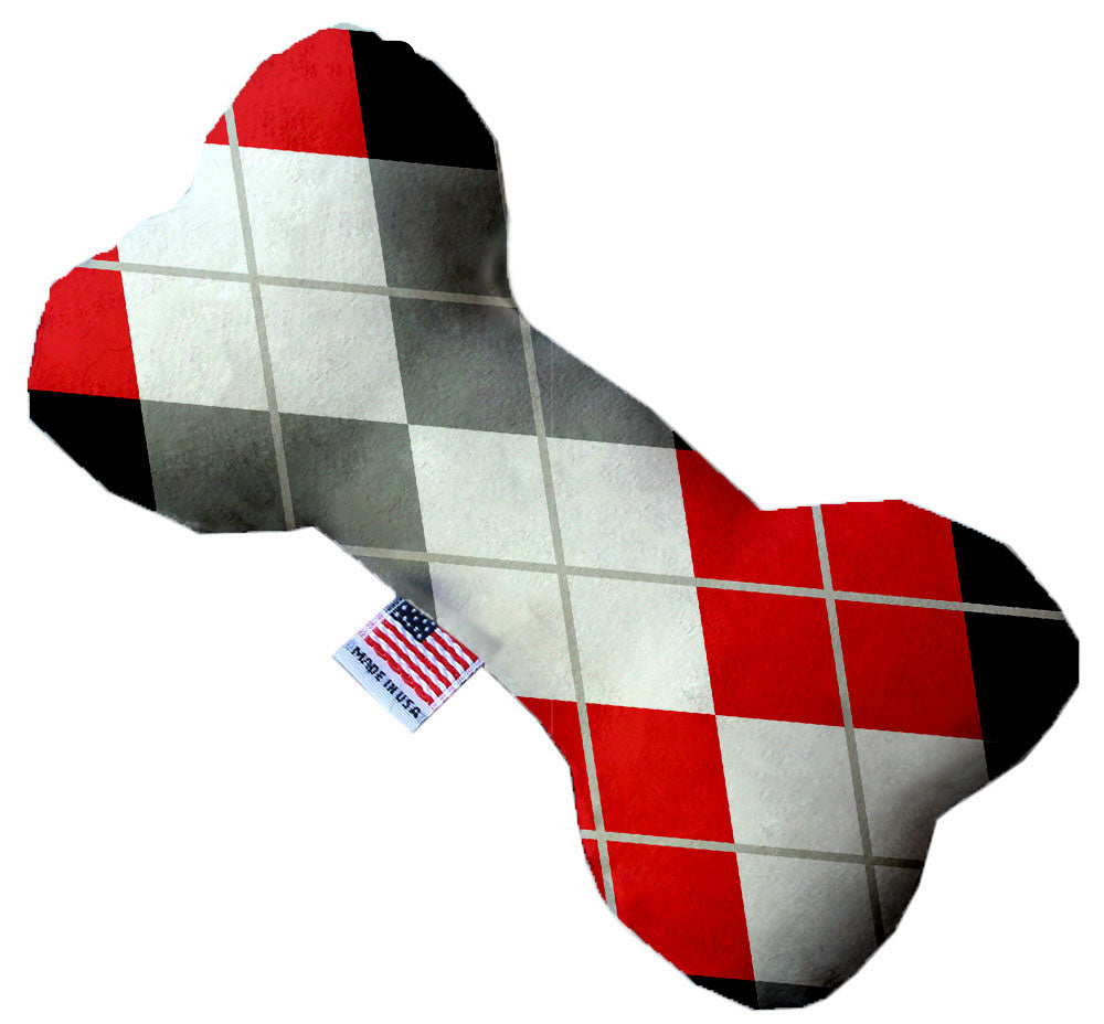 Red And Grey Argyle 6 Inch Bone Dog Toy