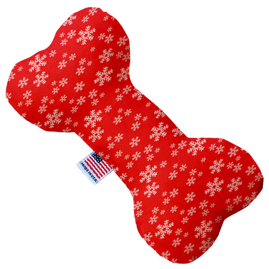 Red And White Snowflakes Stuffing Free 8 Inch Bone Dog Toy