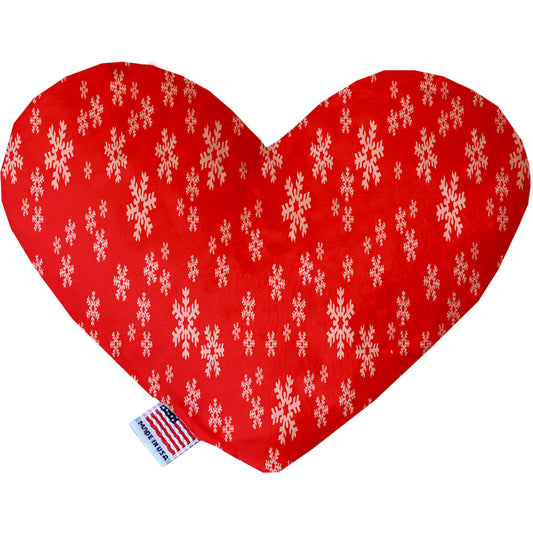 Red And White Snowflakes 6 Inch Heart Dog Toy