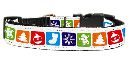 Classic Christmas Nylon Dog Collar Medium Narrow