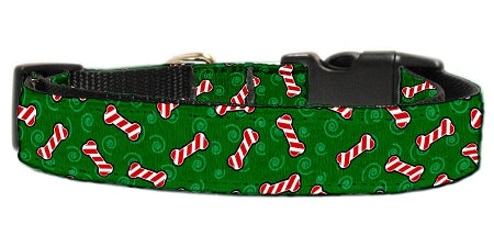 Candy Cane Bones Nylon And Ribbon Collars  Large