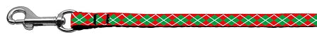 Christmas Argyle Nylon Ribbon Leash 3-8 Inch Wide 4ft Long