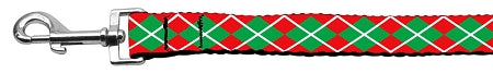 Christmas Argyle Nylon Dog Leash 5-8 Inch Wide 4ft Long