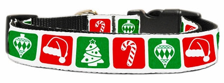 Timeless Christmas Nylon Dog Collar Medium Narrow