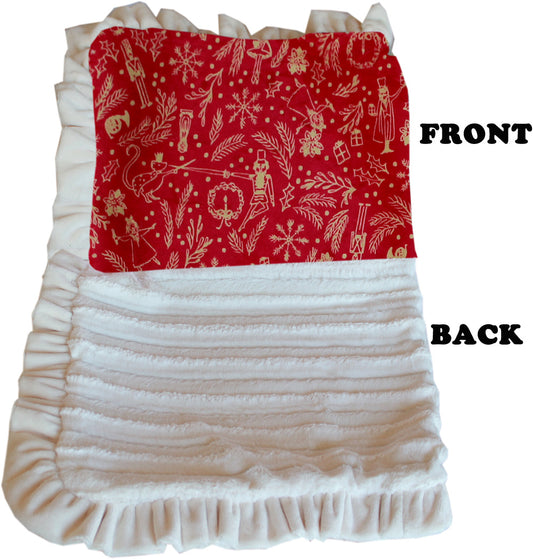 Luxurious Plush Pet Blanket Red Holiday Whimsy 1-2 Size