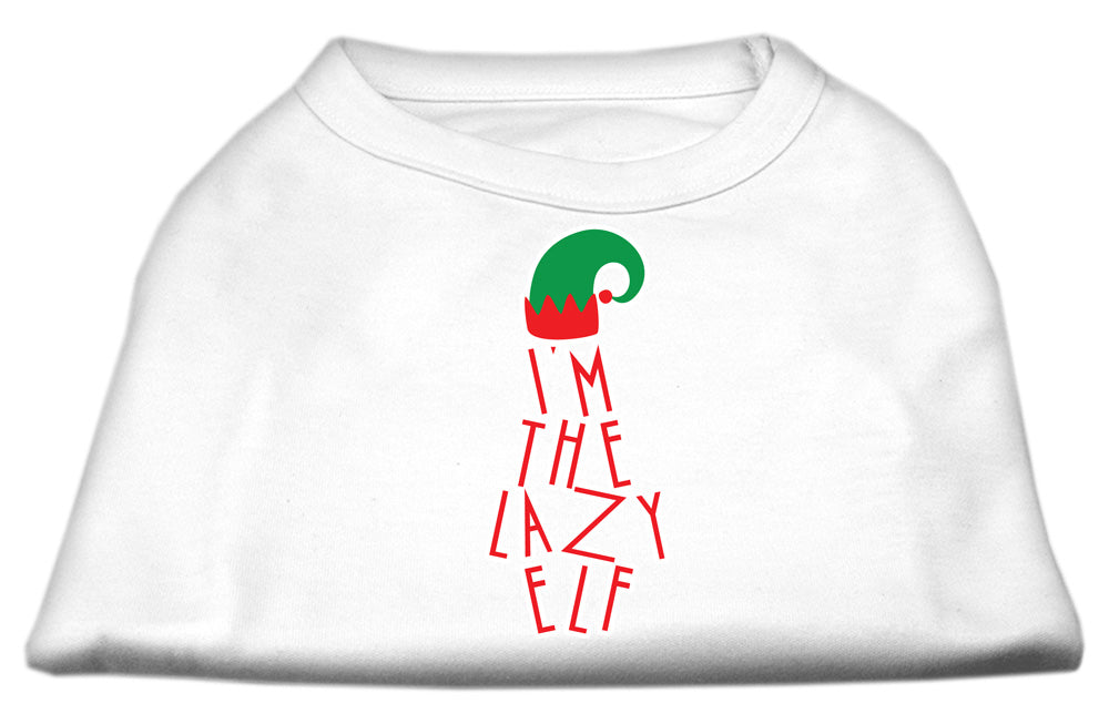 Lazy Elf Screen Print Pet Shirt White Sm