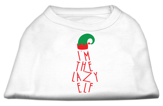 Lazy Elf Screen Print Pet Shirt White Sm