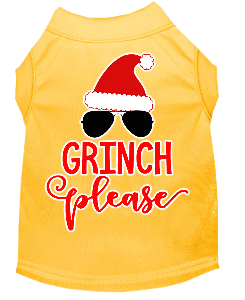 Grinch Please Screen Print Dog Shirt Yellow Lg