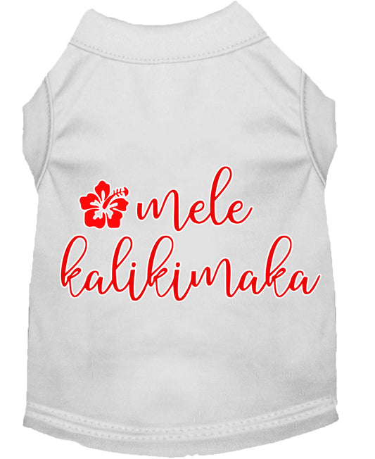 Mele Kalikimaka Screen Print Dog Shirt White Med