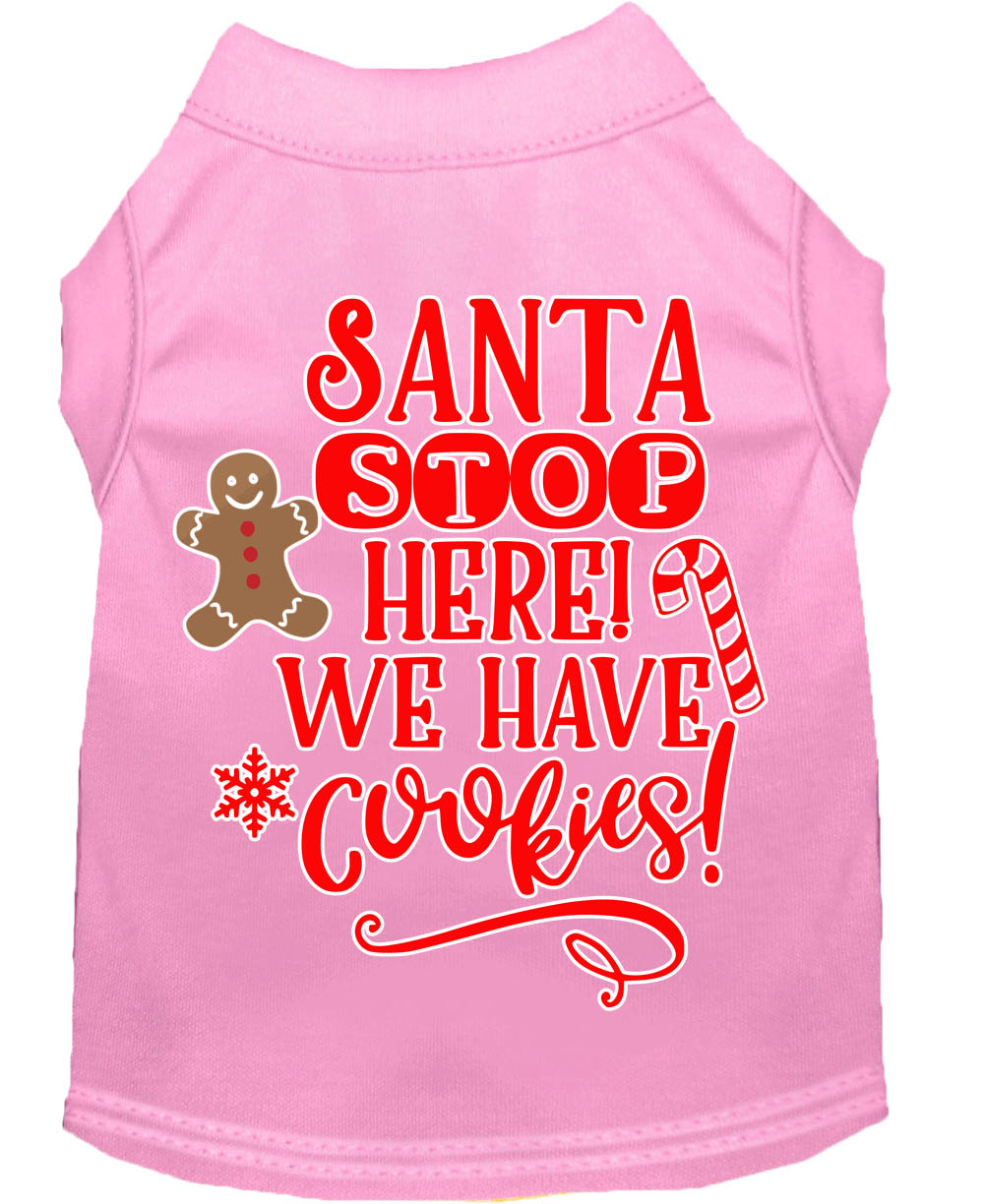 Santa, We Have Cookies Screen Print Dog Shirt Light Pink Sm