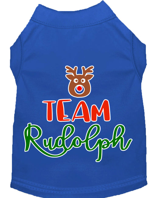 Team Rudolph Screen Print Dog Shirt Blue Xl