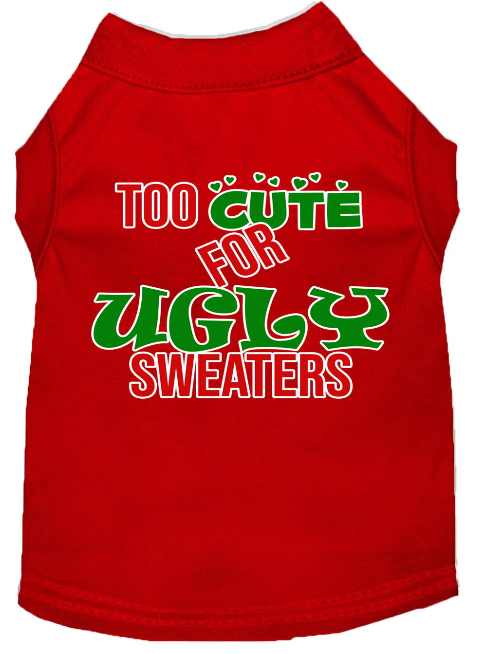 Too Cute For Ugly Sweaters Screen Print Dog Shirt Red Xxl