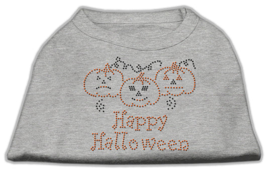 Happy Halloween Rhinestone Shirts Grey M