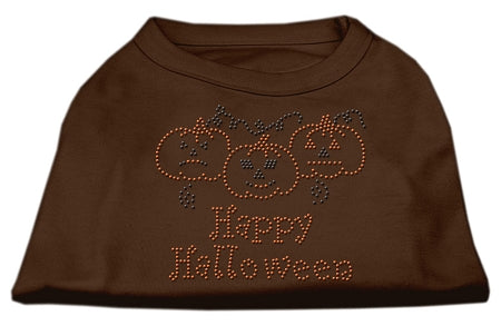 Happy Halloween Rhinestone Shirts Brown Xl