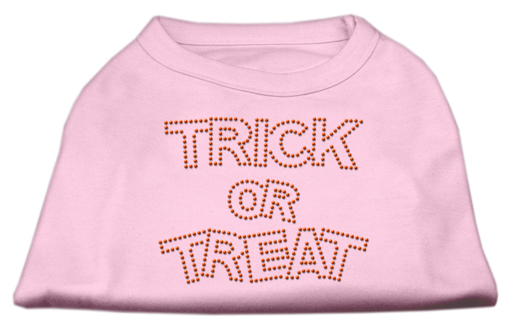 Trick Or Treat Rhinestone Shirts Light Pink Xl