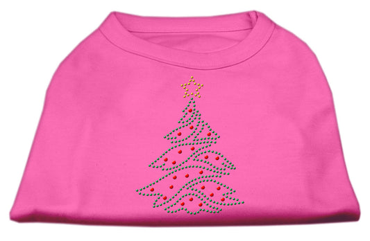 Christmas Tree Rhinestone Shirt Bright Pink Xs