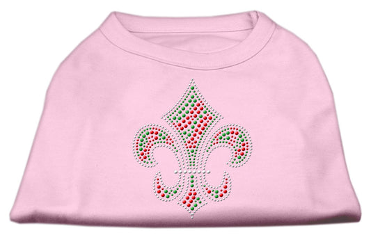 Holiday Fleur De Lis Rhinestone Shirts Light Pink Xs