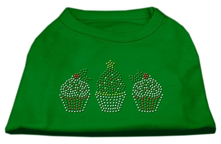 Christmas Cupcakes Rhinestone Shirt Emerald Green Xs