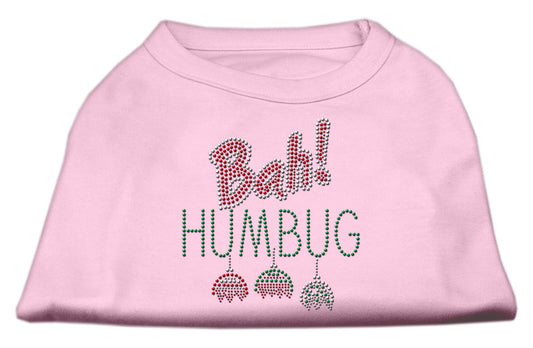 Bah Humbug Rhinestone Dog Shirt Light Pink Xl