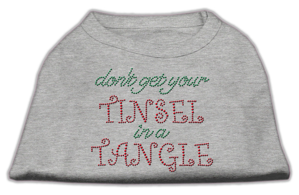 Tinsel In A Tangle Rhinestone Dog Shirt Grey Lg