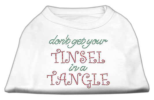 Tinsel In A Tangle Rhinestone Dog Shirt White Lg