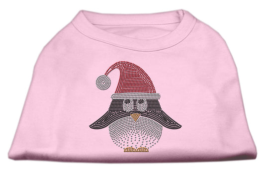 Santa Penguin Rhinestone Dog Shirt Light Pink Xl