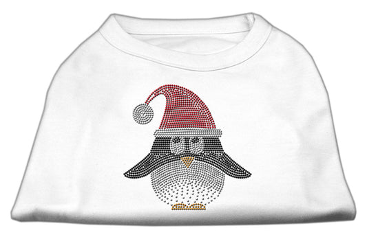 Santa Penguin Rhinestone Dog Shirt White Xs