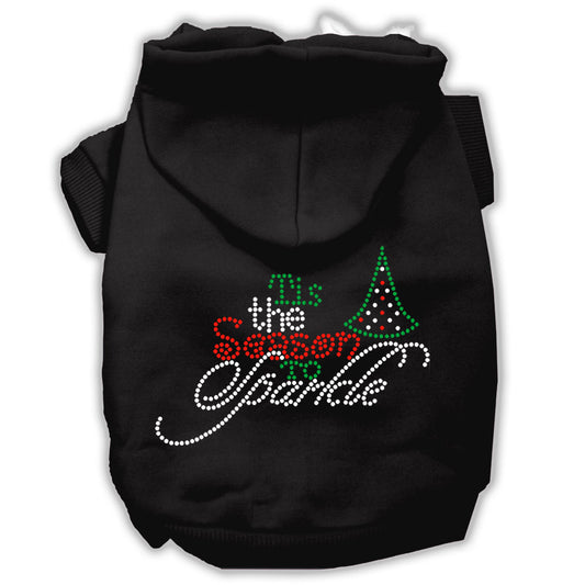 Tis The Season To Sparkle Rhinestone Dog Hoodie Black M