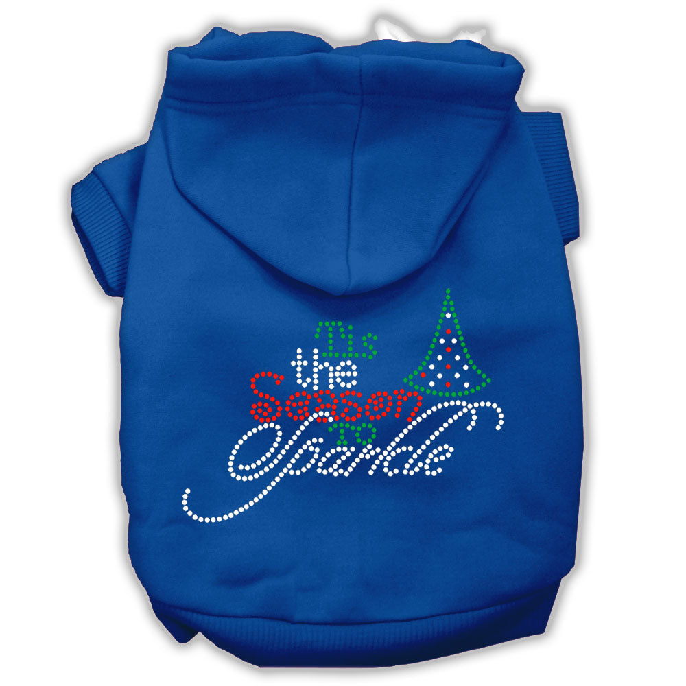 Tis The Season To Sparkle Rhinestone Dog Hoodie Blue M