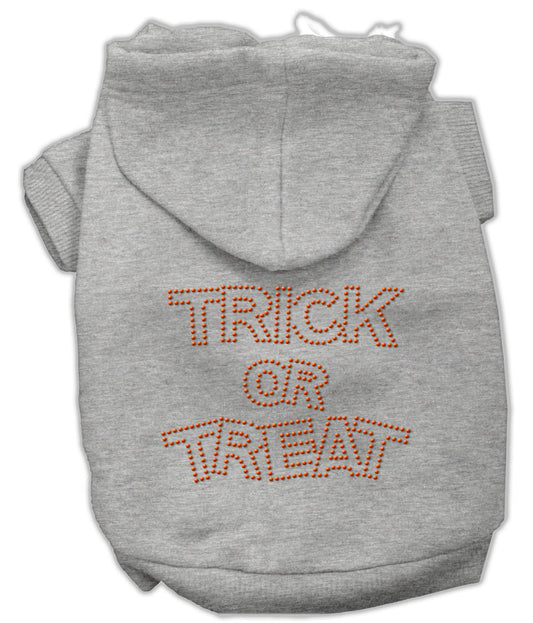 Trick Or Treat Rhinestone Hoodies Grey L