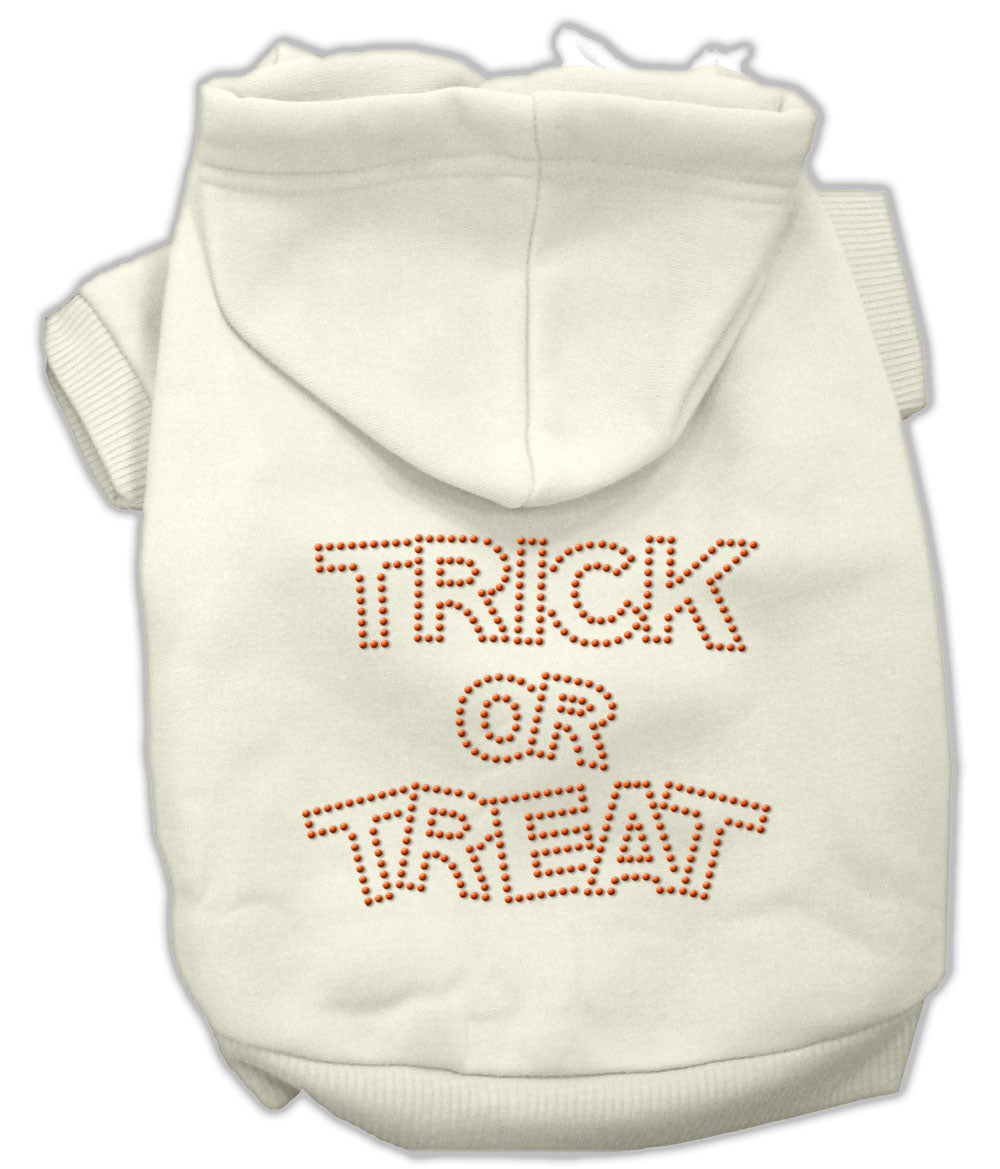 Trick Or Treat Rhinestone Hoodies Cream S