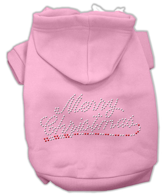 Merry Christmas Rhinestone Hoodies Pink Xl