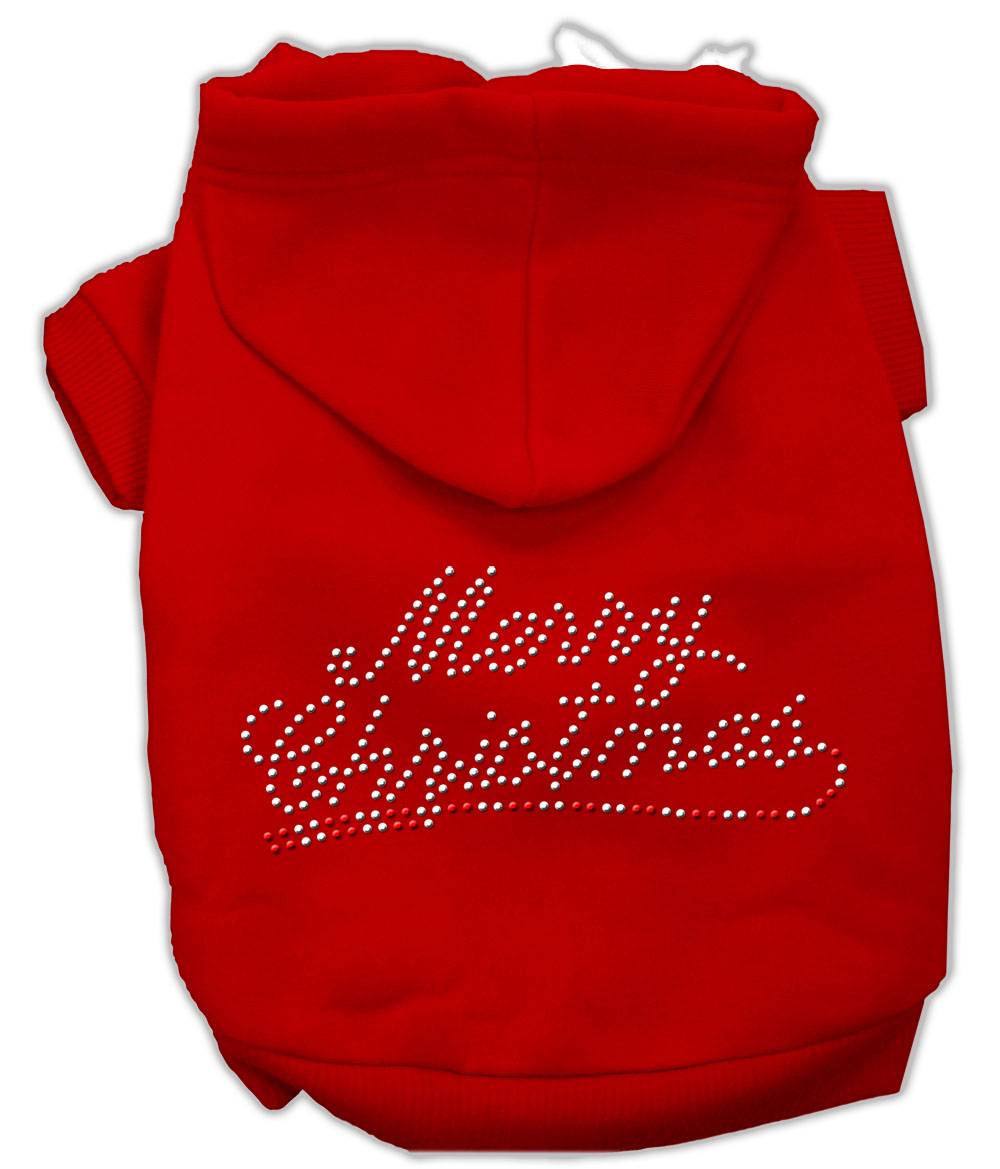 Merry Christmas Rhinestone Hoodies Red Xl