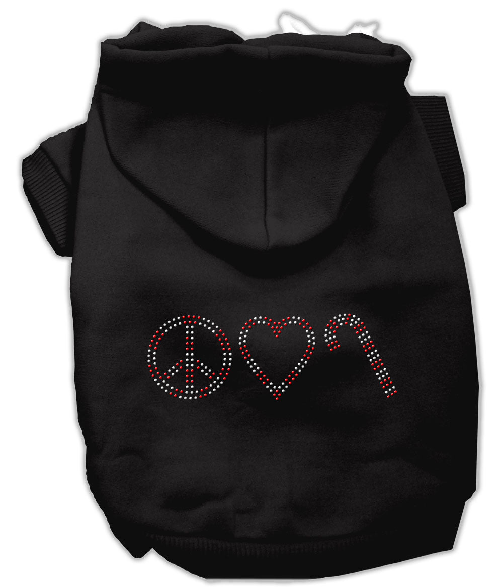 Peace, Love And Candy Canes Hoodies Black Xl