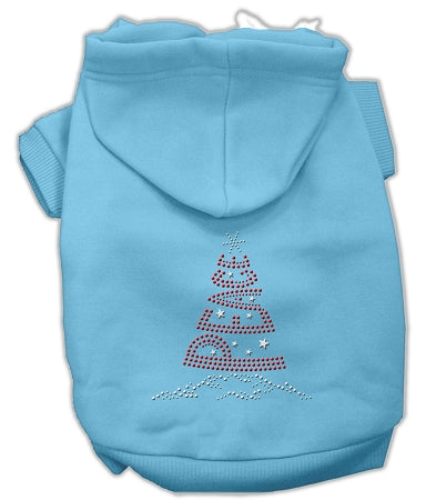 Peace Tree Rhinestone Hoodies Baby Blue L