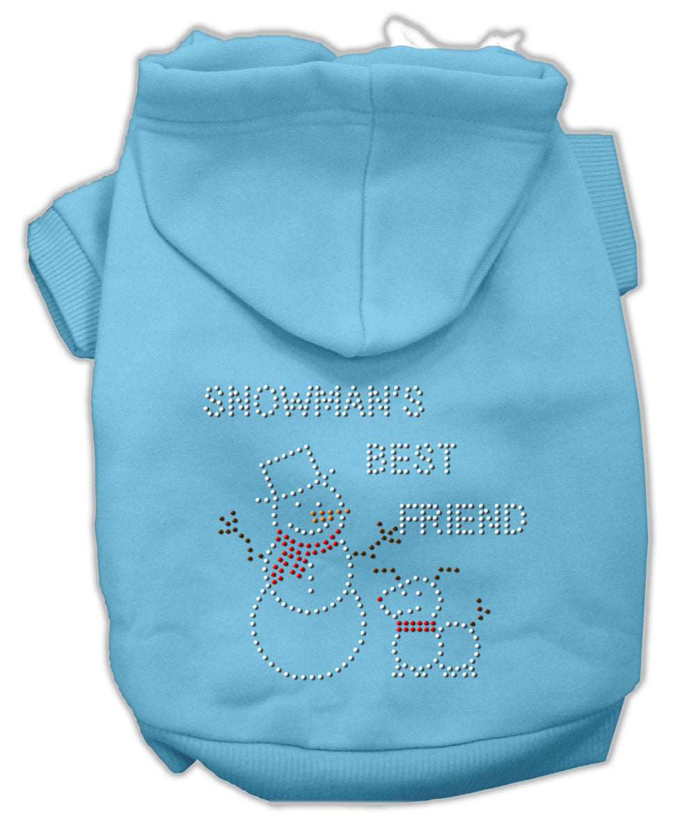 Snowman's Best Friend Rhinestone Hoodie Baby Blue Xs