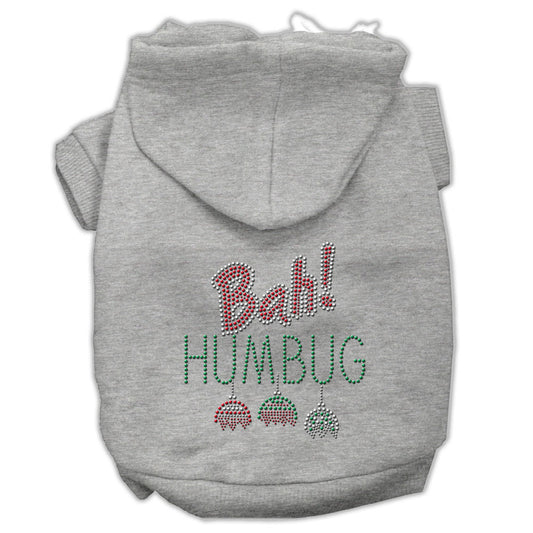 Bah Humbug Rhinestone Hoodies Grey Xxl