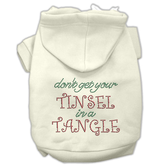 Tinsel In A Tangle Rhinestone Hoodies Cream M