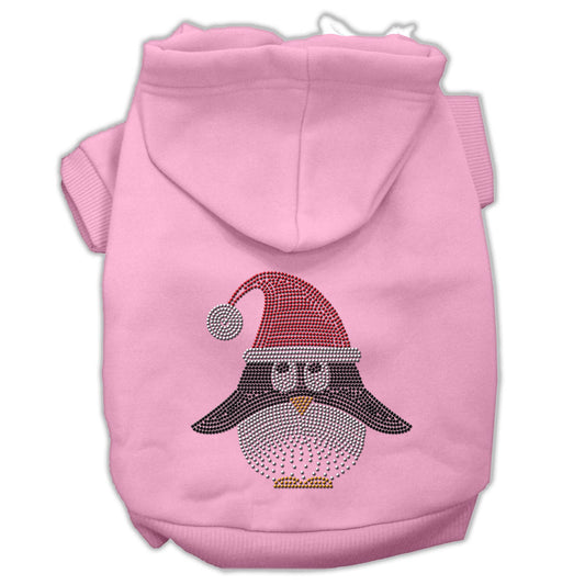 Santa Penguin Rhinestone Hoodies Pink Xl