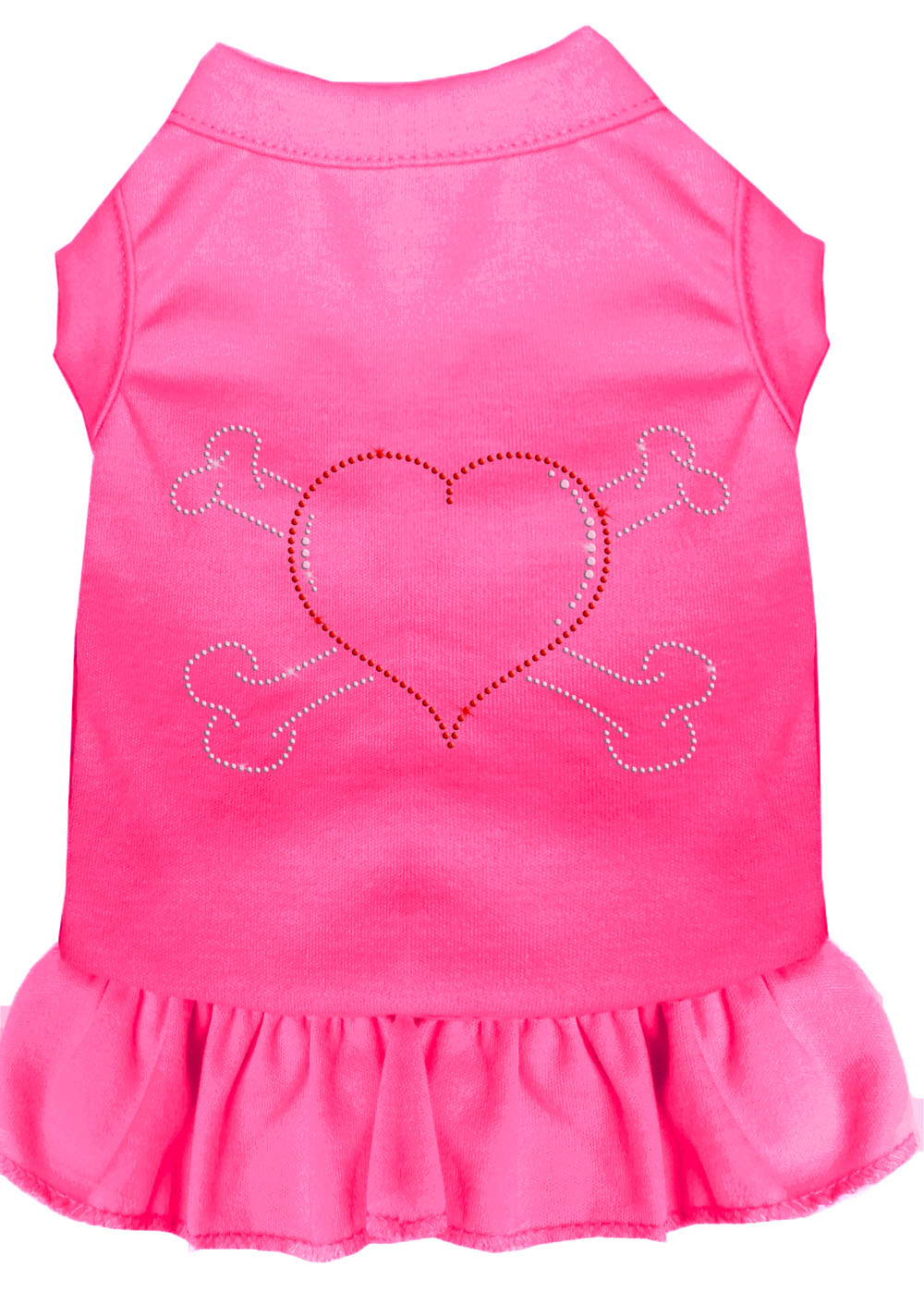 Rhinestone Heart And Crossbones Dress Bright Pink Xs