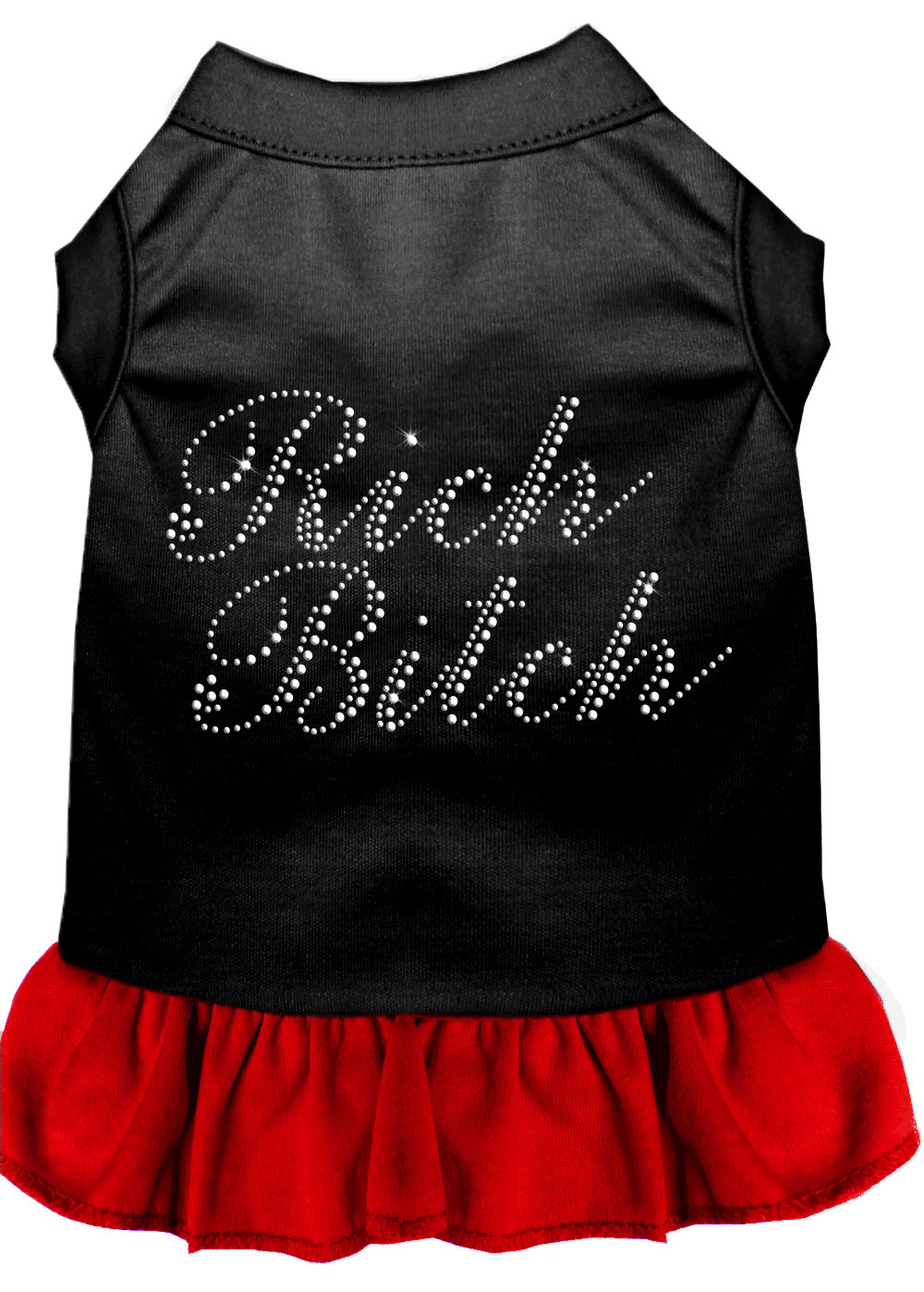 Rhinestone Rich Bitch Dress Black With Red Sm