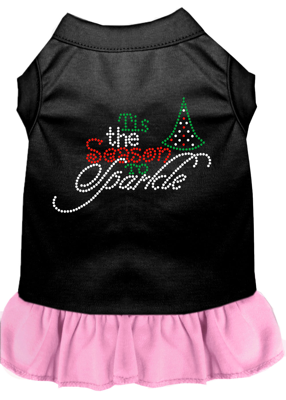 Tis The Season To Sparkle Rhinestone Dog Dress Black With Light Pink Xxl