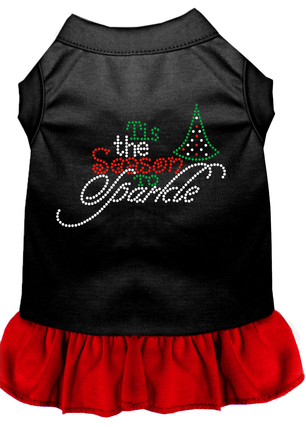 Tis The Season To Sparkle Rhinestone Dog Dress Black With Red Xxl