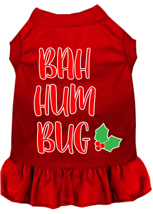 Bah Humbug Screen Print Dog Dress Red Xs